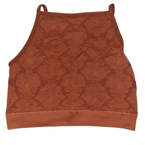 XL AERIE Brown Crop Top Jane Shirt Camisole Tank Front Lace Lined